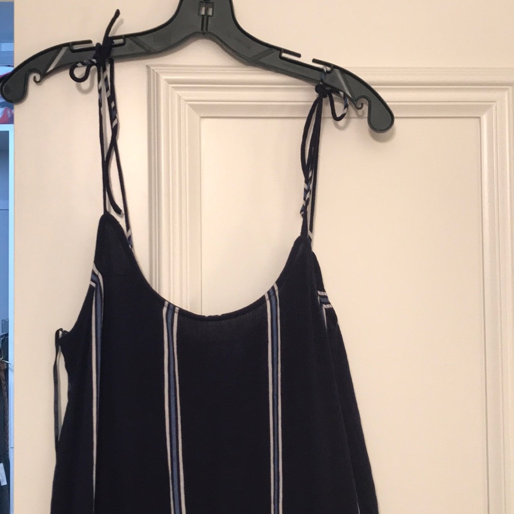 navy blue striped jumpsuit